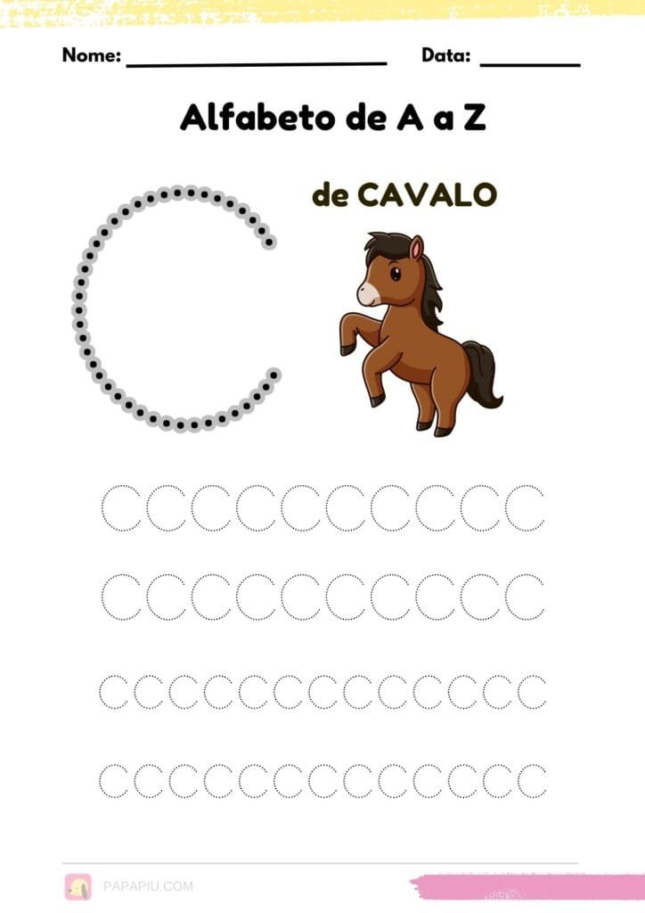 Letra C alfabeto pontilhado para imprimir
