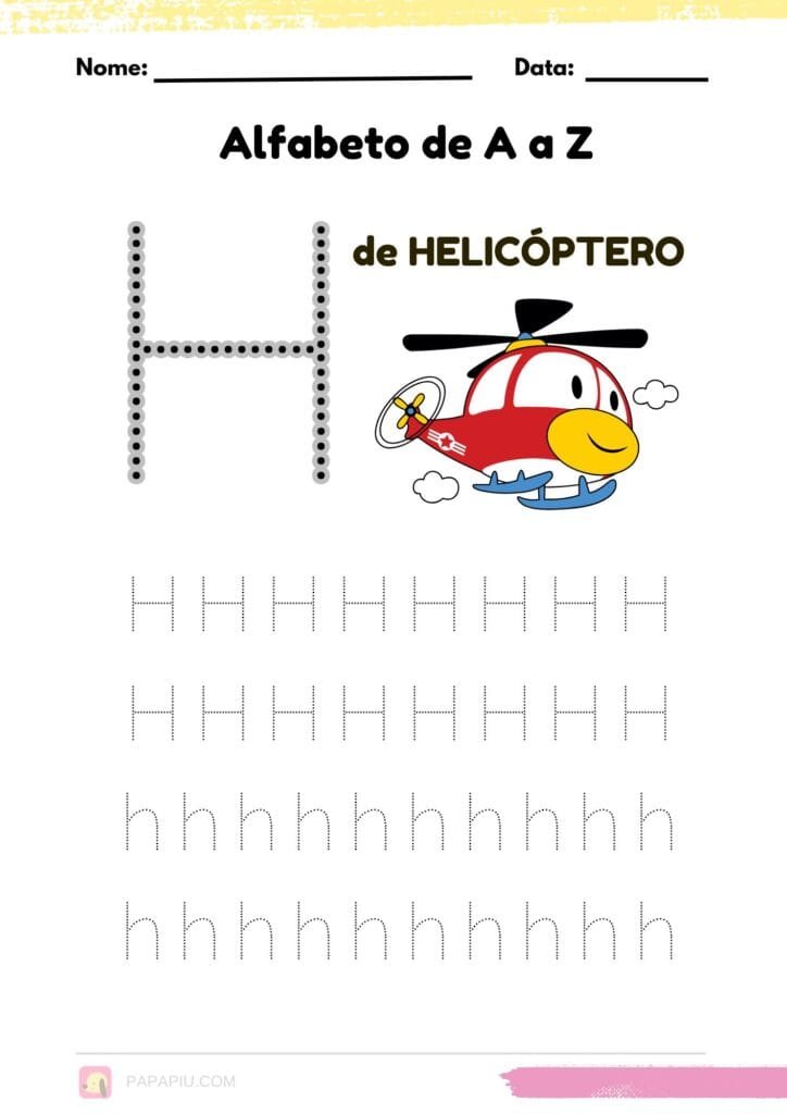 Letra H alfabeto pontilhado para imprimir
