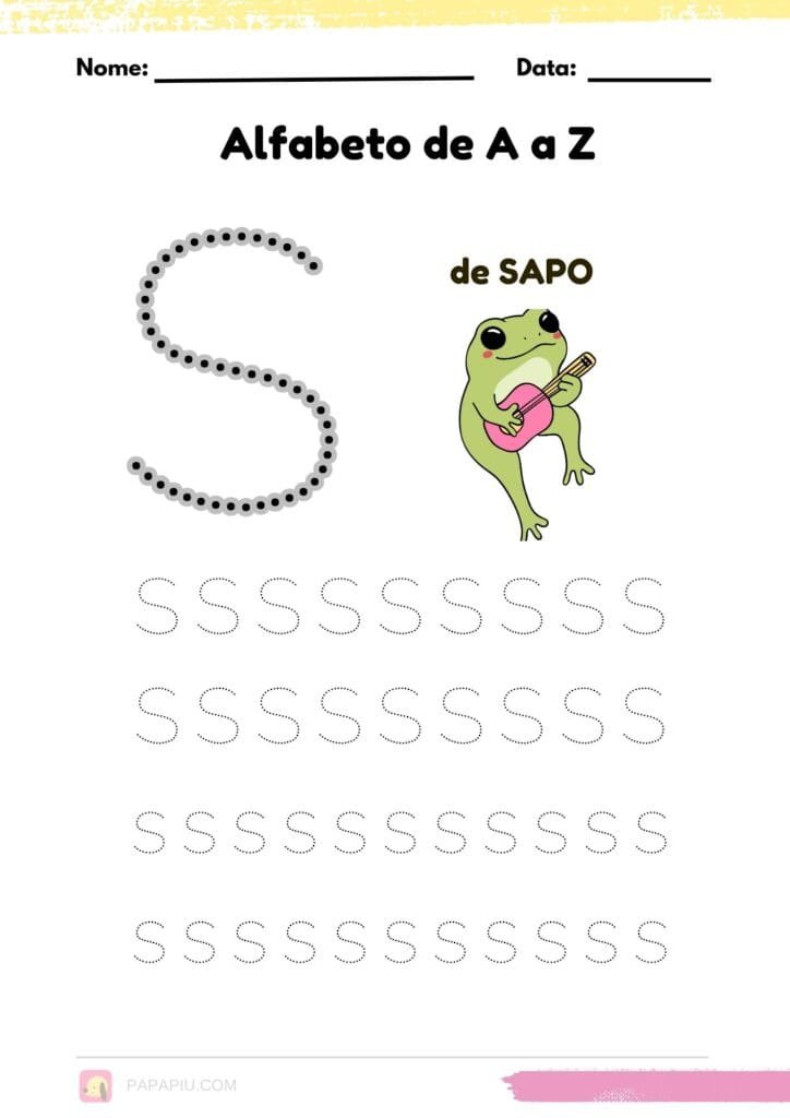 Letra S alfabeto pontilhado para imprimir