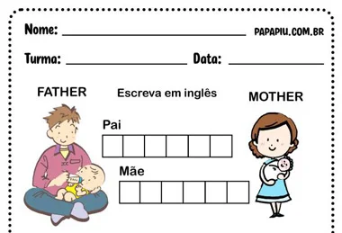 Atividades sobre membros da família em inglês