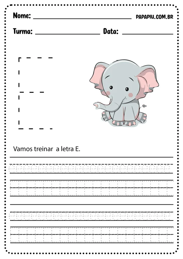 Atividades com vogais: caligrafia da letra E