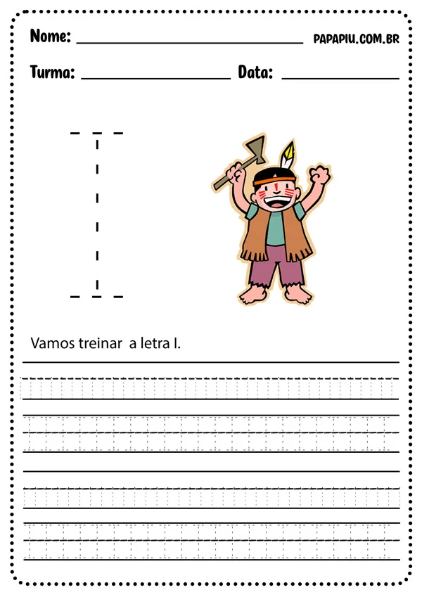 Atividades com vogais: caligrafia da letra I