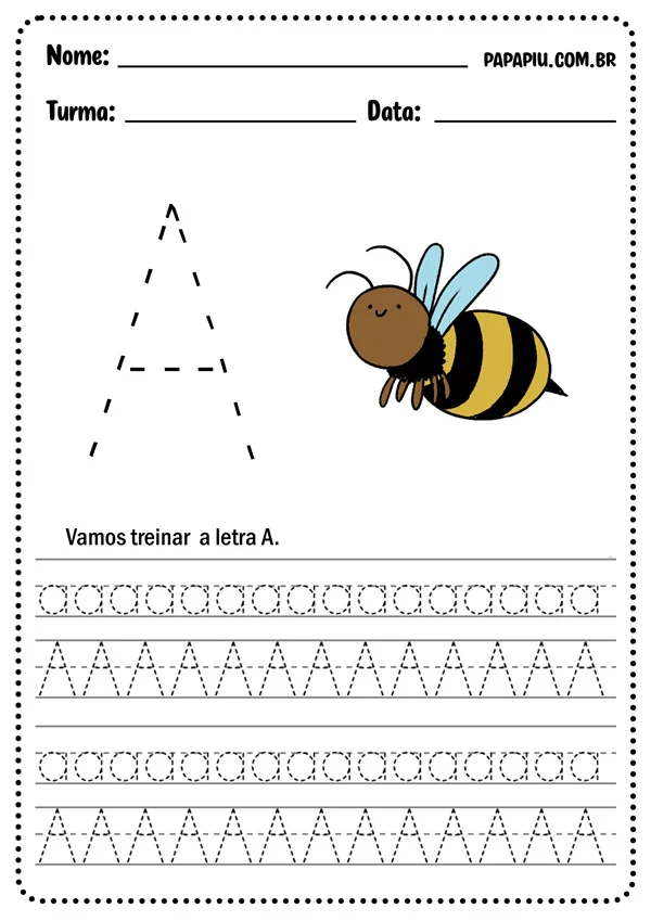 Atividades com vogais: caligrafia da letra A