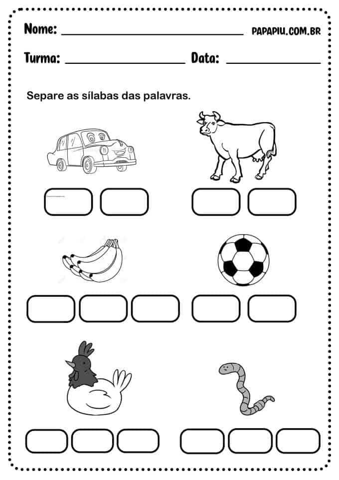 Atividade de alfabetização do 1° ano com sílabas by papapiu