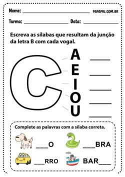 Atividades de alfabetização com a letra C - Papapiu