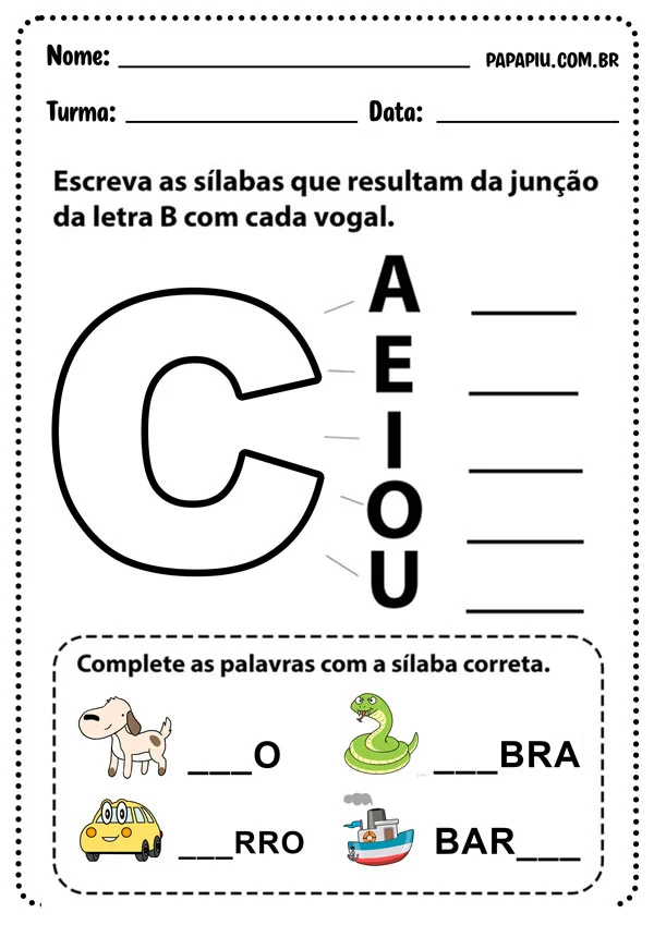 atividade de alfabetizacao com a letra c