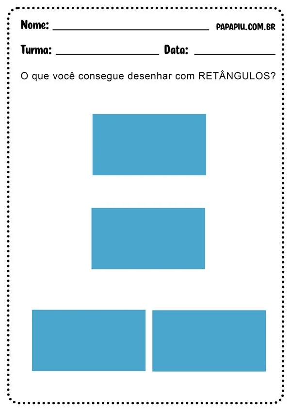Atividade de matemática com formas geométricas para desenhar com retângulos