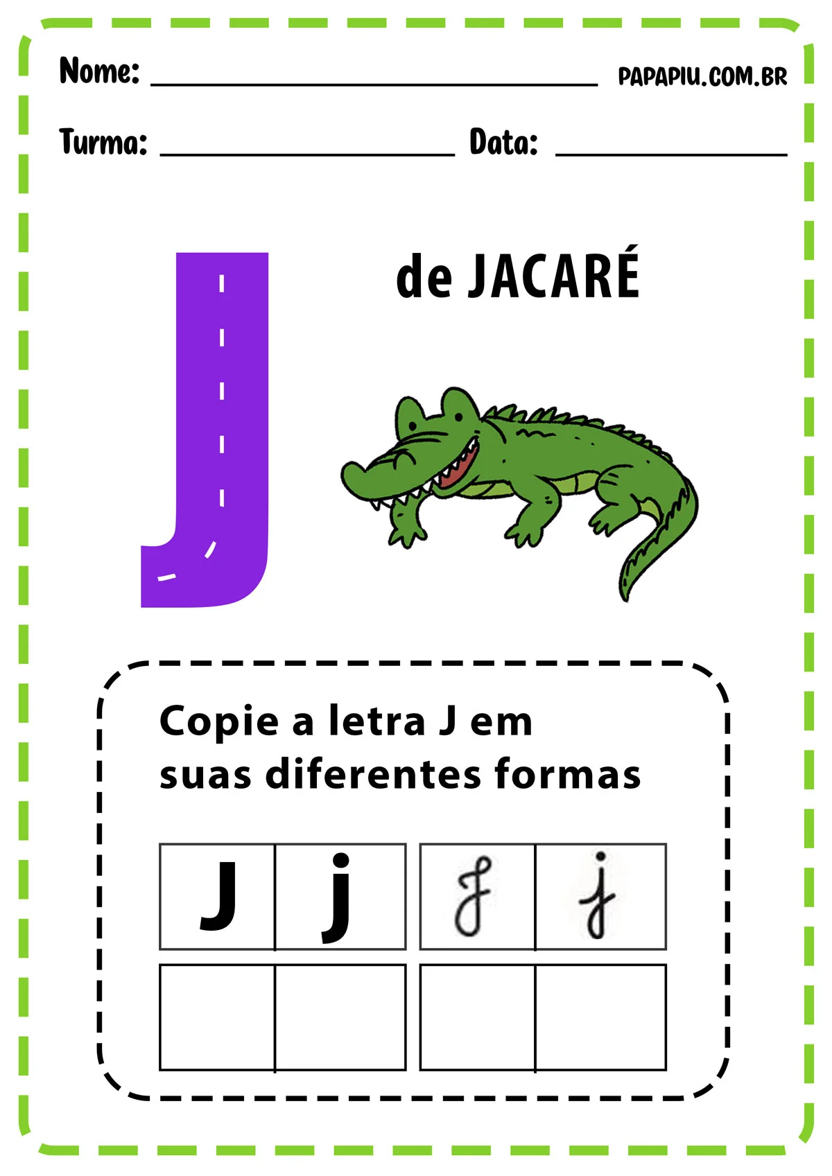 Atividades de alfabetização com a letra J