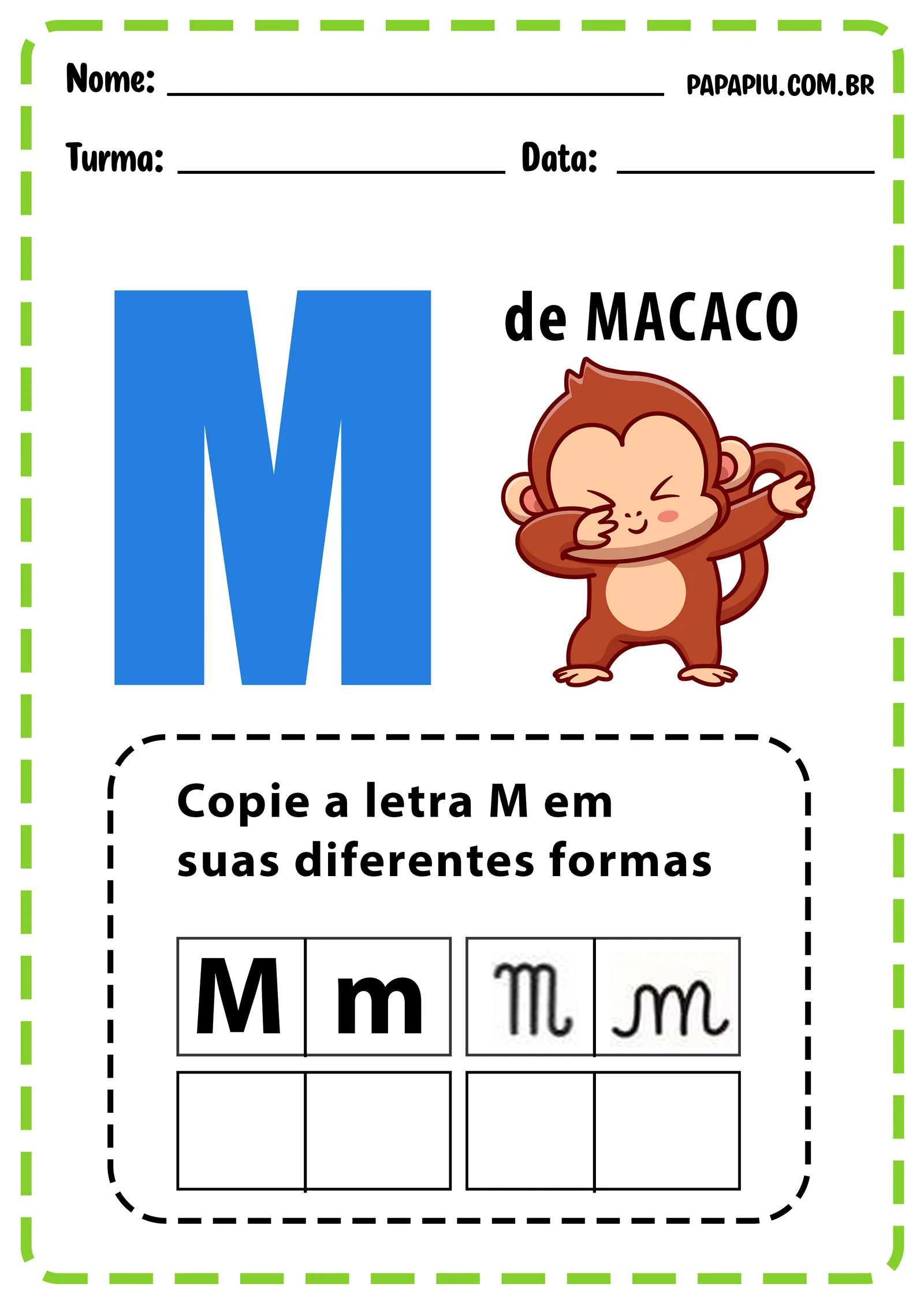 Atividades de alfabetização com a letra M
