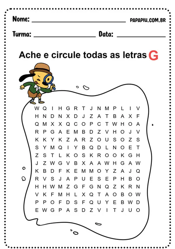 Atividade do alfabeto com a letra H