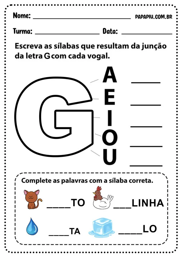 Atividade do alfabeto com a letra H