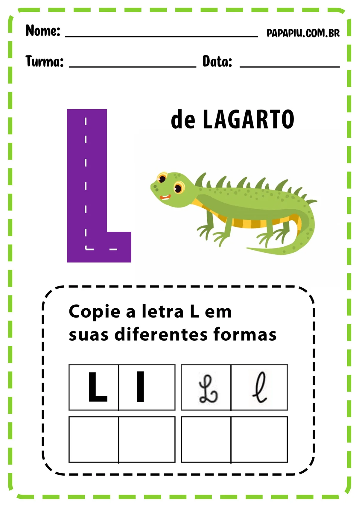 Atividades de alfabetização com a letra L