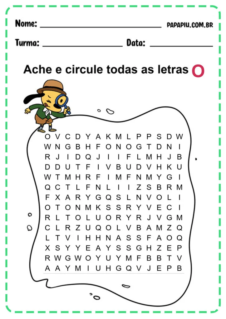 Atividade da letra O para alfabetizar na educação infantil