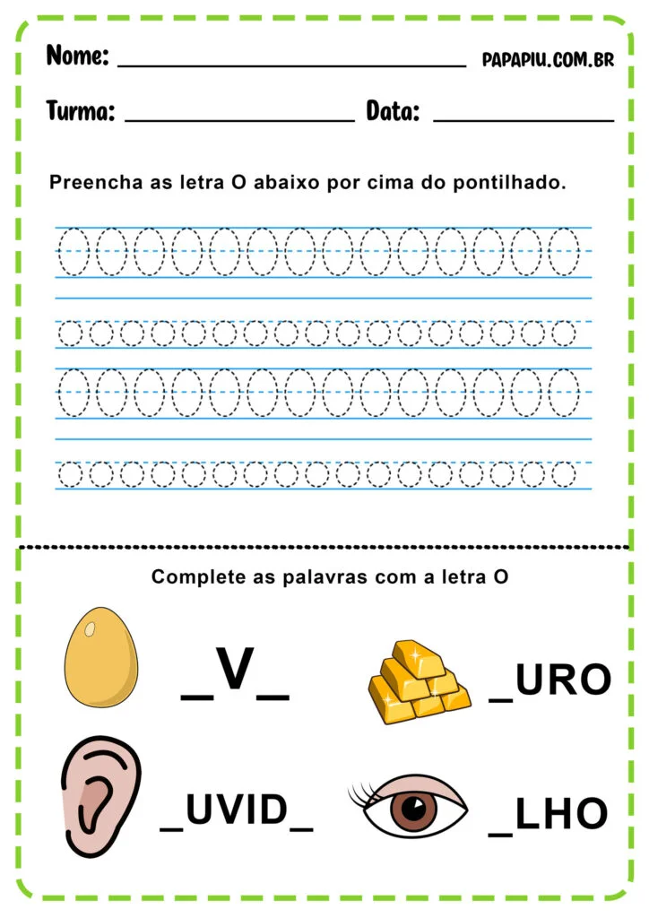 Atividade da letra O para alfabetizar na educação infantil
