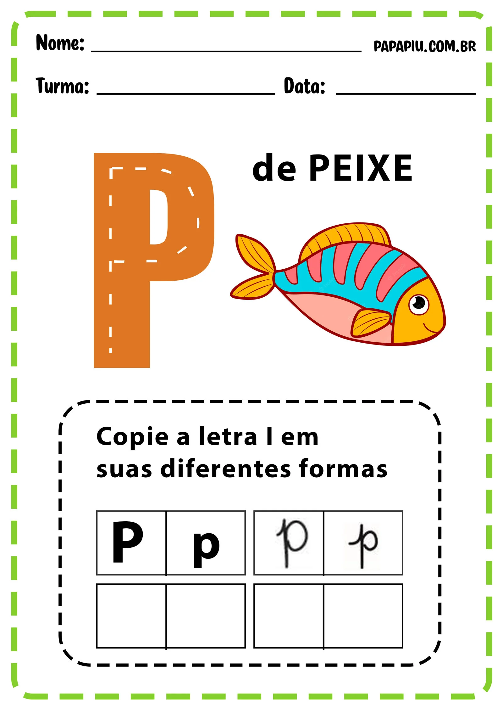 Atividades do alfabeto com a letra P