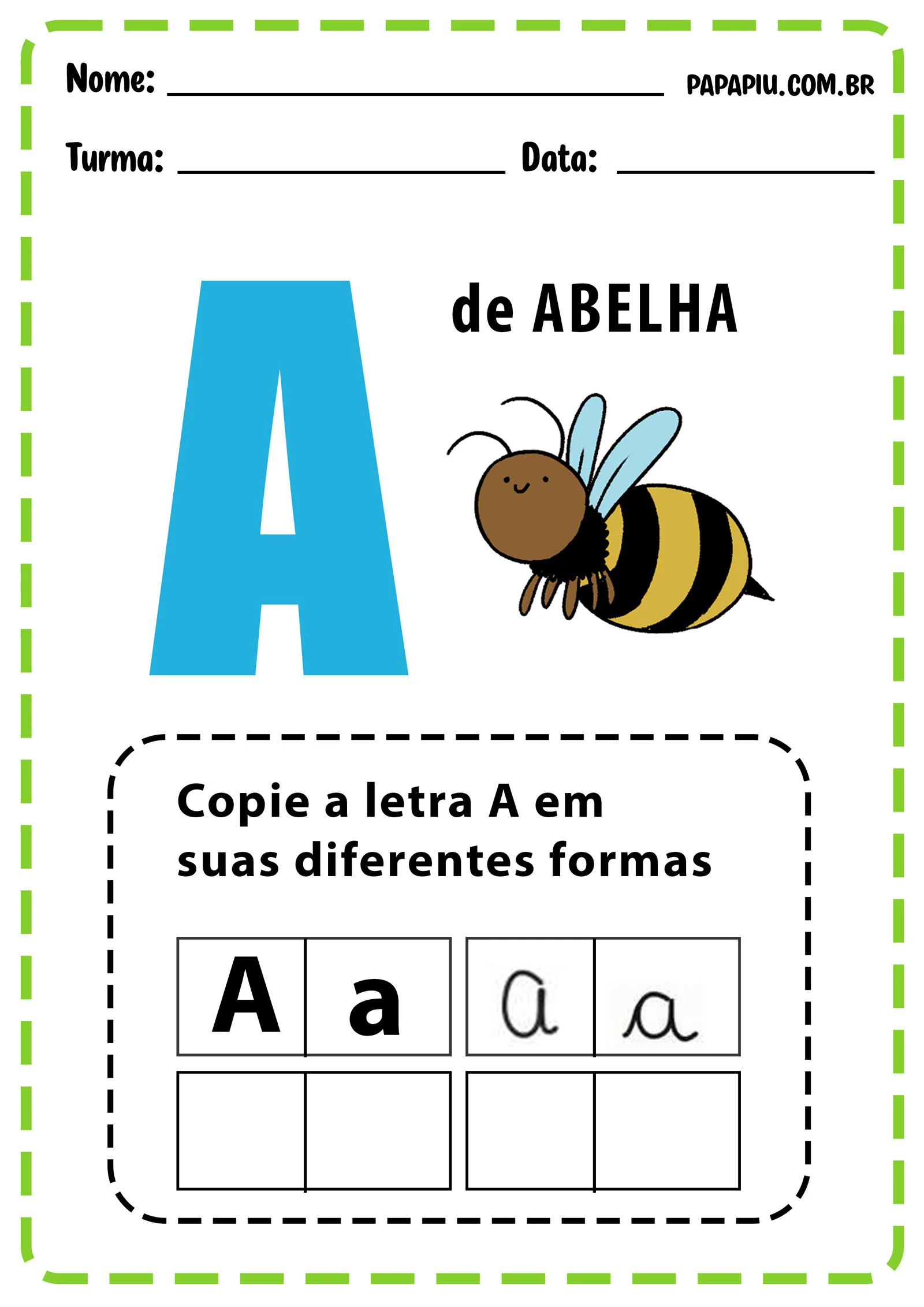 Atividades do alfabeto com a letra A