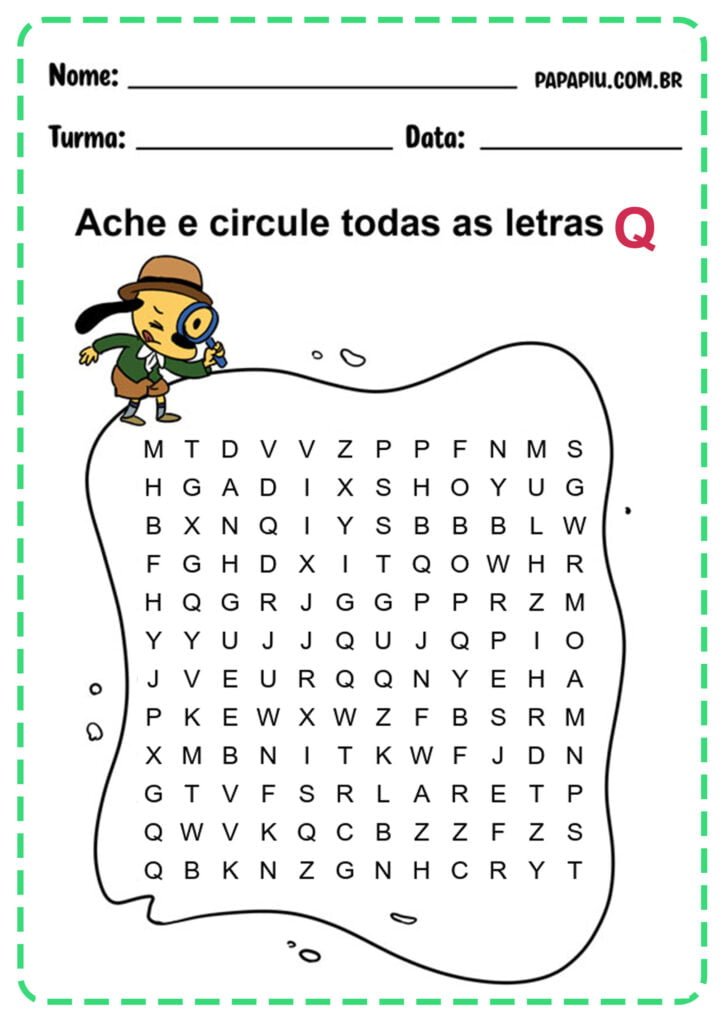Atividade de alfabetização da letra Q para imprimir