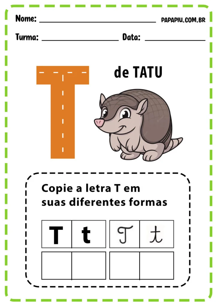 Atividade da letra T para educação infantil