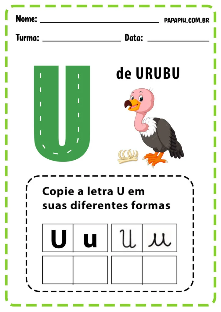 Atividades do alfabeto com a letra U