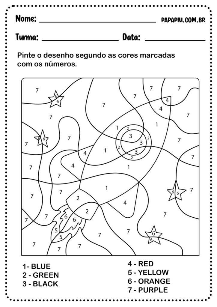 Atividade de colorir as cores em inglês