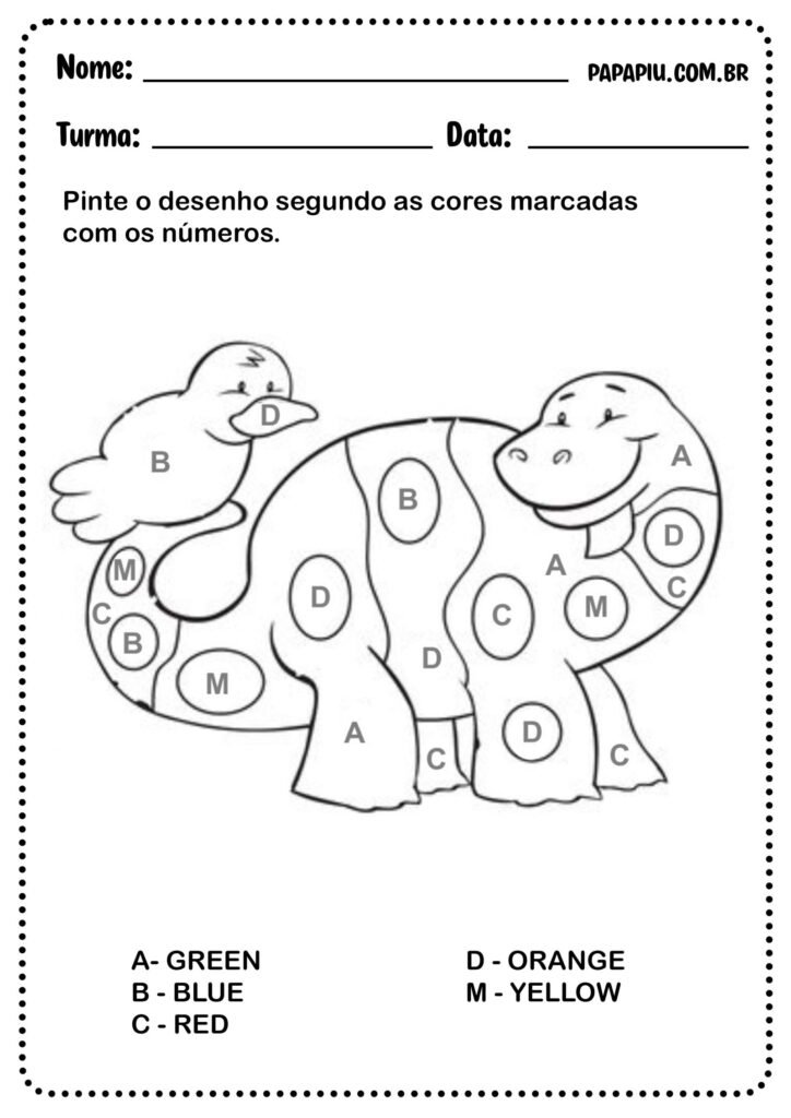 Atividade de inglês para colorir