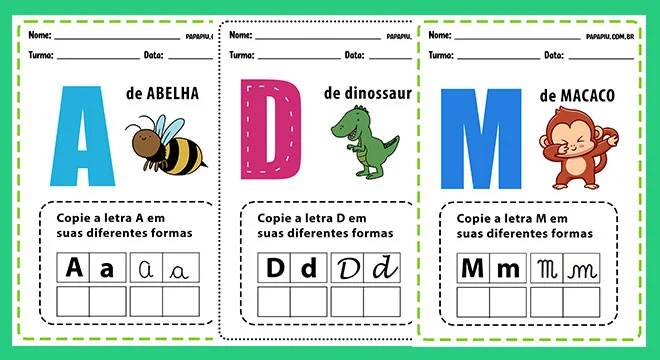 Atividades de alfabetização para educação infantil e primeiro ano