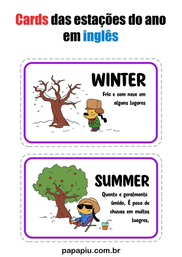 Atividades: estações do ano em inglês - Papapiu