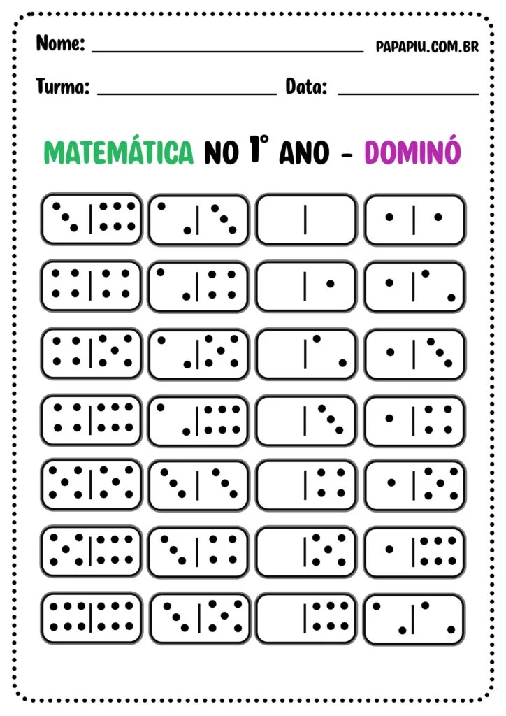 Atividade de dominó para imprimir em pdf