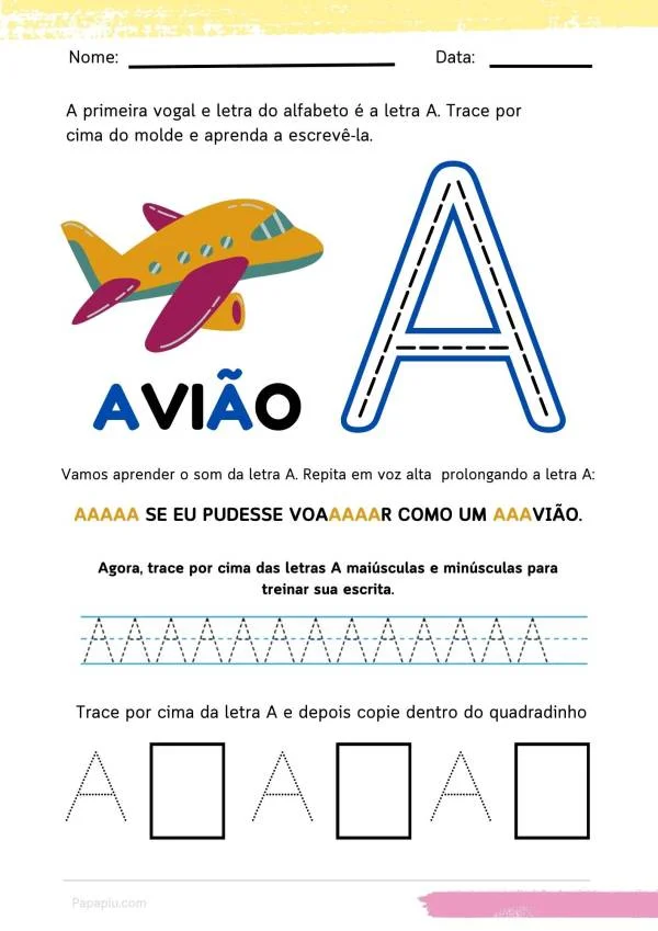 atividade de alfabetização de vogais | letra A