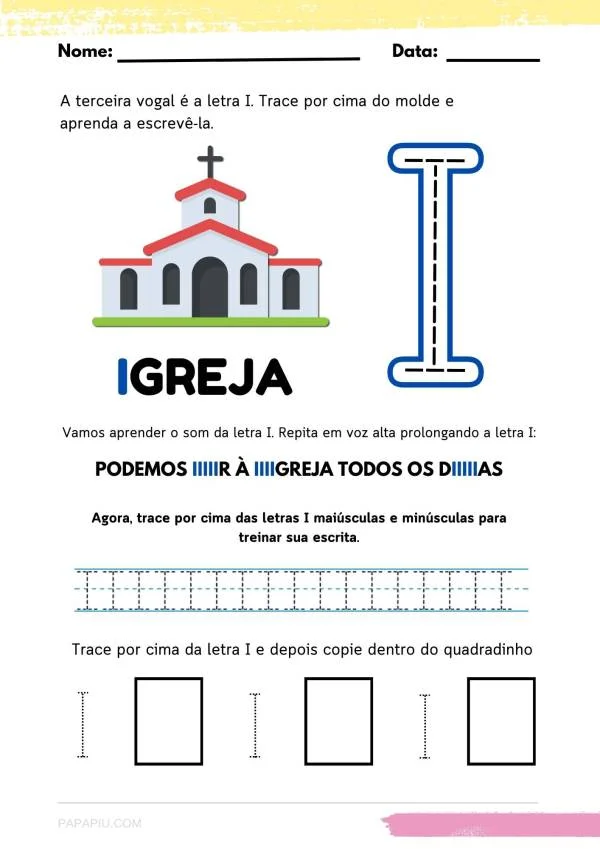 atividade de alfabetização de vogais | letra I