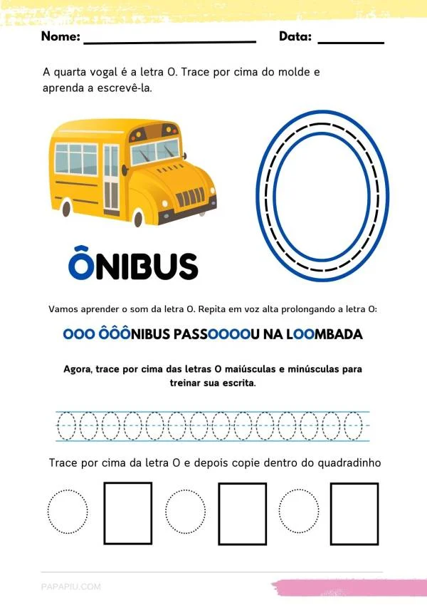atividade de alfabetização de vogais | letra O