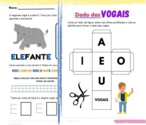 Atividades de alfabetização das vogais para educação infantil