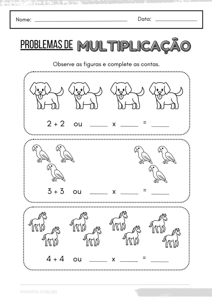 Atividade de multiplicação 3 ano