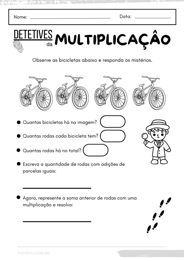 Atividade de multiplicação 3 ano