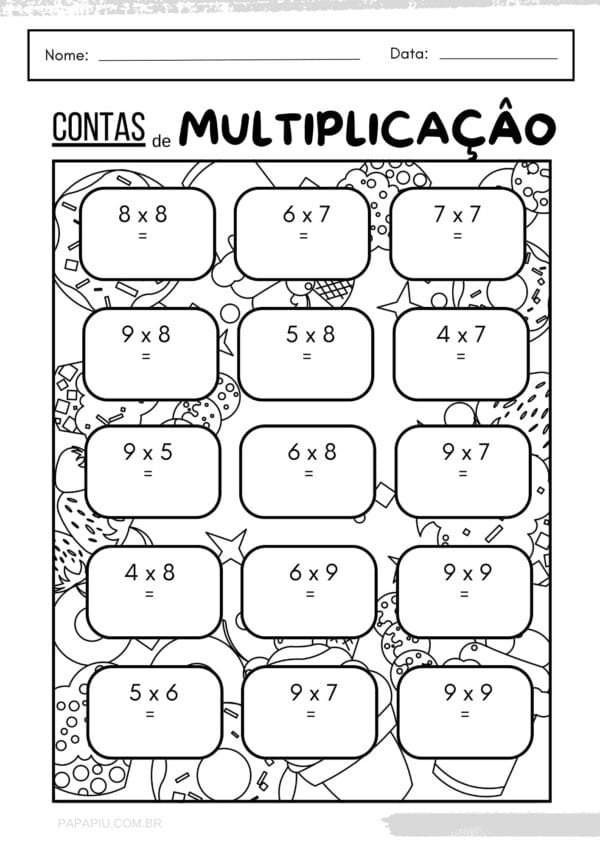 Atividades de multiplicação para 3° ano - Papapiu